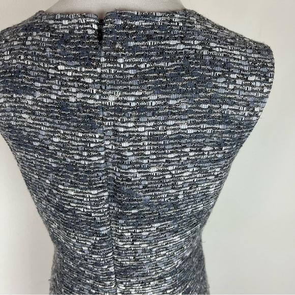 Diane Von Furstenberg Carpreena Tweed Shift Dress Gray Metallic Silver Size 6 - Picture 5 of 9